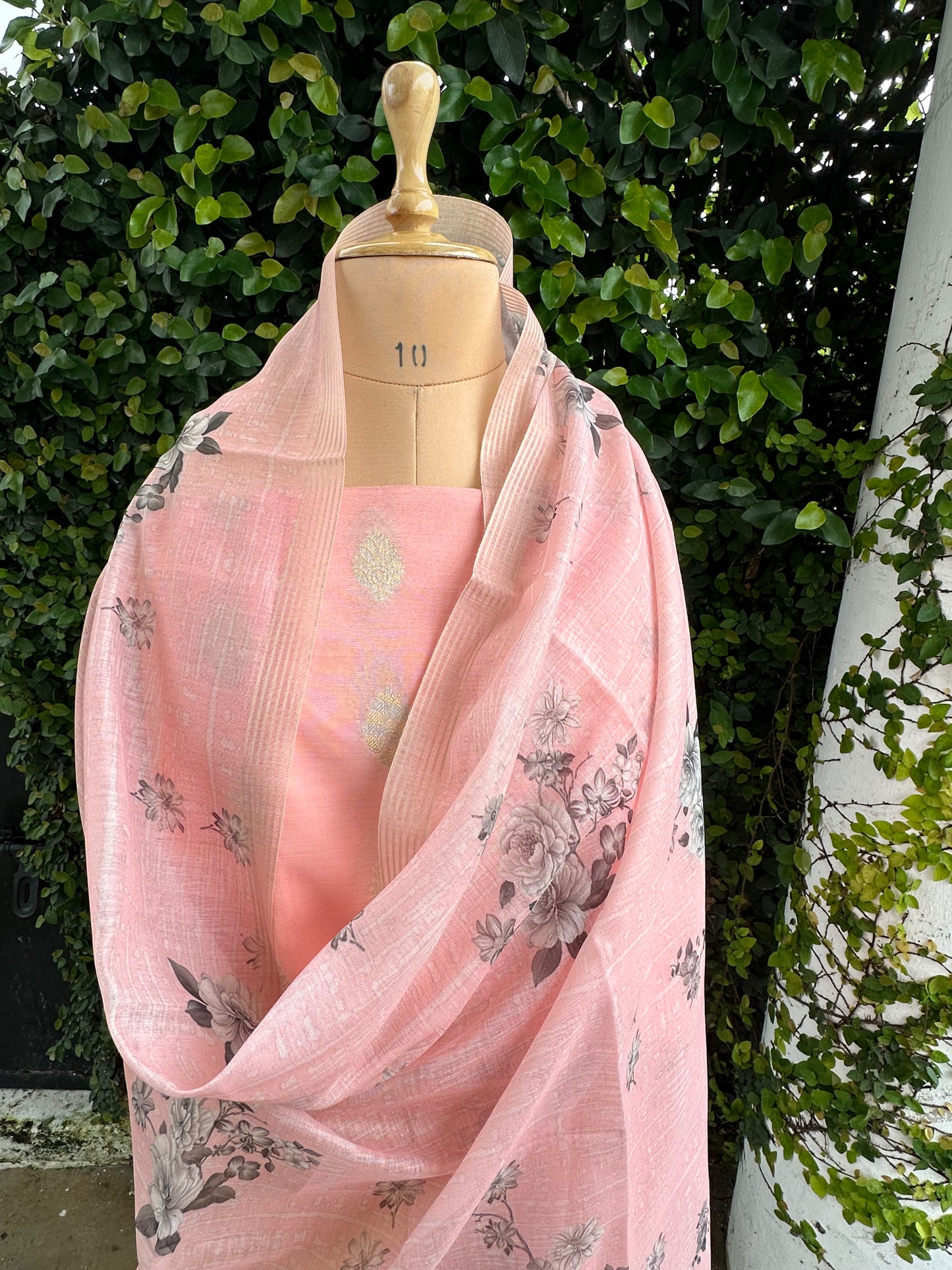 Zara - Banarasi Cotton Unstitched Suit Set with Printed Dupatta