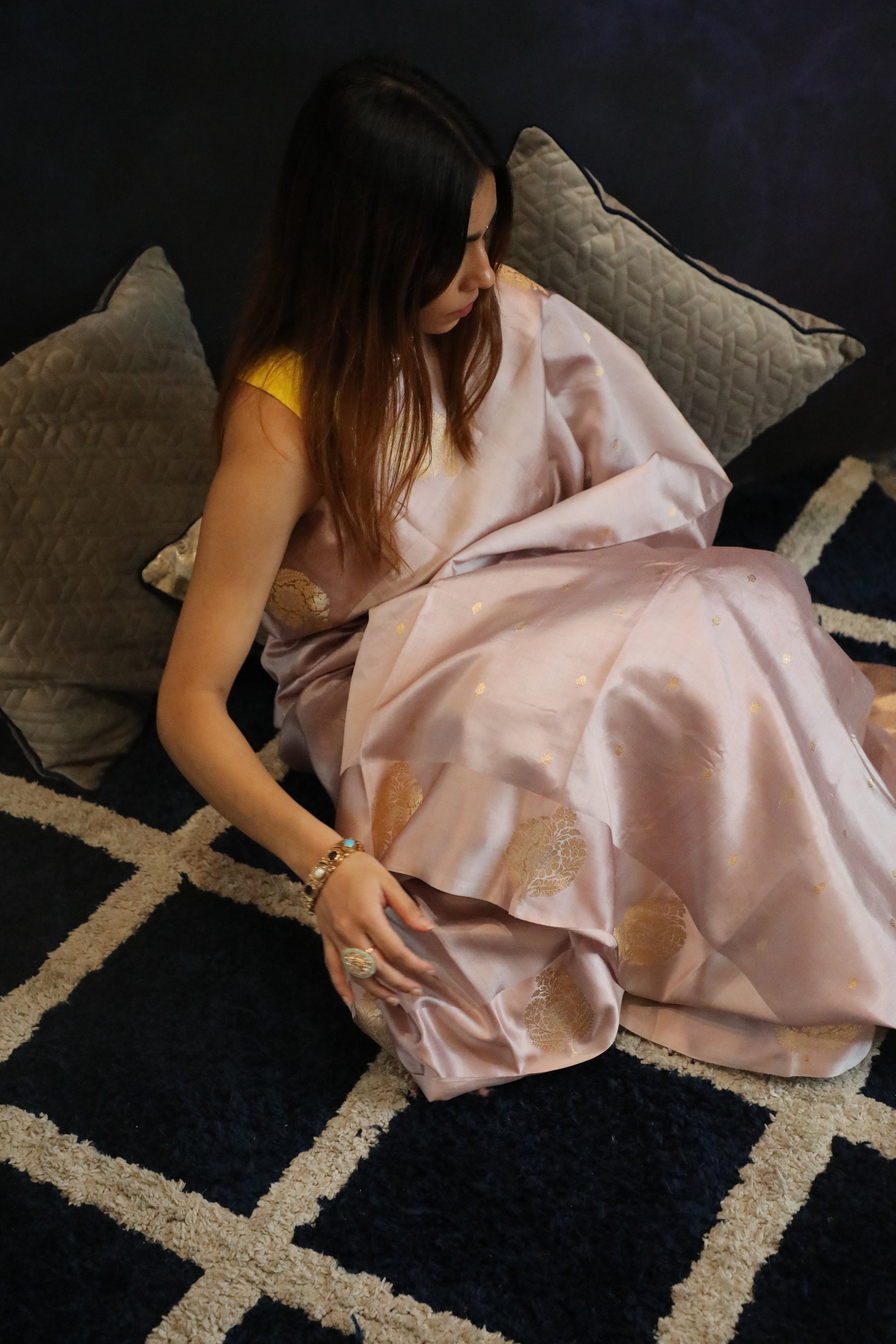 Kaner Saree, Light Lilac Saree, Banarasi Silk Saree, Pure Silk Saree, Handwoven Saree, Kadhwa Weaving, Zari Buti Saree, Floral Motif Saree, Festive Wear, Bridal Trousseau, Pastel Saree, Traditional Indian Saree, Kashi Weaving Heritage, Rang-e-Riwaayat, Wedding Saree, Heirloom Gift, Regal Saree, Elegant Silk Saree
