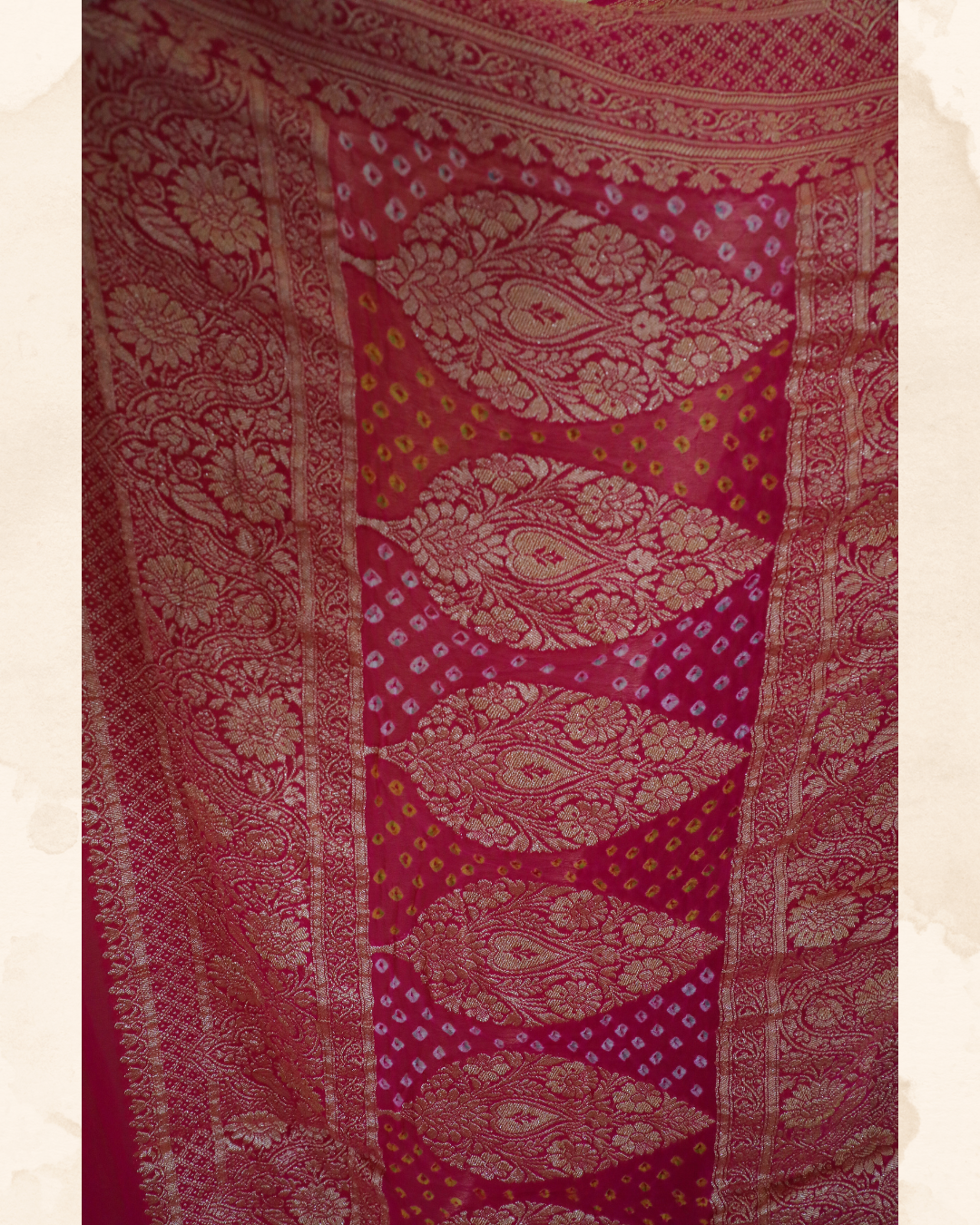 Elegant rose pink Bandhani Banarasi dupatta for weddings and celebrations