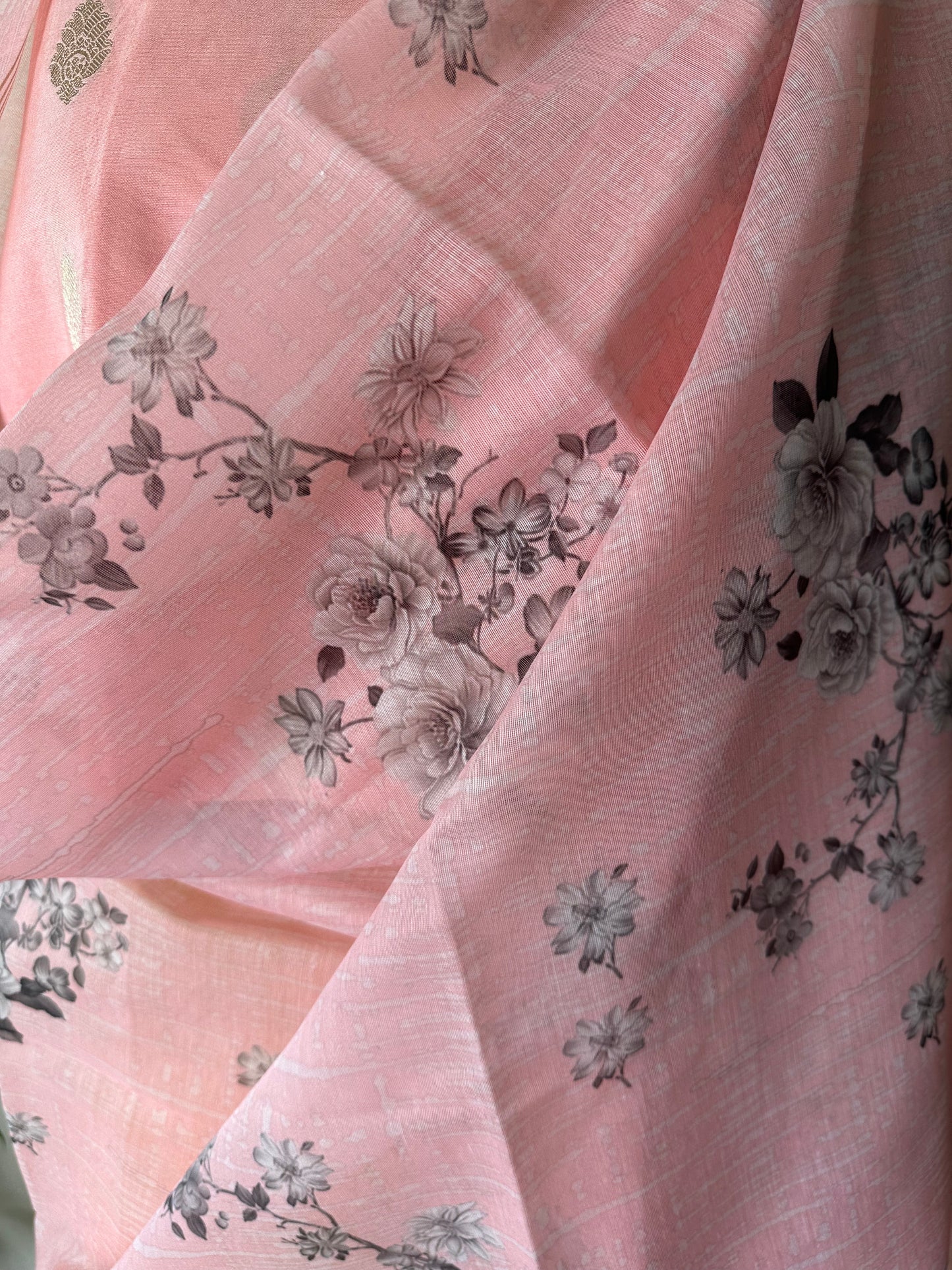 Zara - Banarasi Cotton Unstitched Suit Set with Printed Dupatta