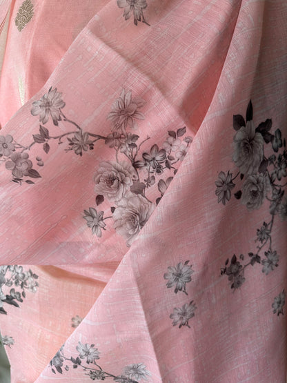 Zara - Banarasi Cotton Unstitched Suit Set with Printed Dupatta