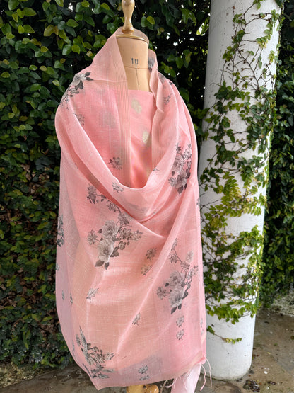 Zara - Banarasi Cotton Unstitched Suit Set with Printed Dupatta